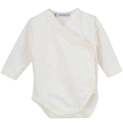 <span style="color: #d89ca0; font-weight: 600;">قميص أطفال أبيض بربطة جانبية</span><br> <span style="display:inline-block; margin-top: 8px; color: #333333; font-weight: 600;"> White Cotton Bodysuit </span>