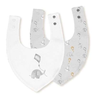 <span style="color: #d89ca0; font-weight: 600;">طقم مرايل بندانا مقاومة للماء تصميم فيل - أبيض ورمادي</span><br> <span style="color: #333333; font-weight: 600;">Waterproof Bandana Bib Set - Elephant (00341-18)</span>